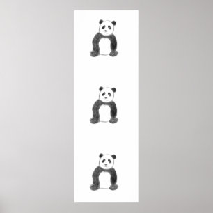 Niedliche Schwarz-Weiß-Panda-Skizze Poster