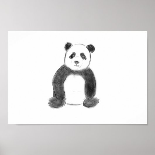 Niedliche Schwarz-Weiß-Panda-Skizze Poster (Vorne)