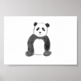 Niedliche Schwarz-Weiß-Panda-Skizze Poster