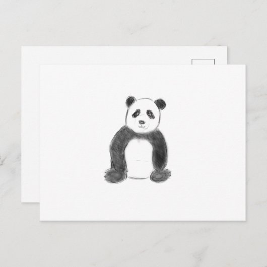 Niedliche Schwarz-Weiß-Panda-Skizze Postkarte (Vorne/Hinten)