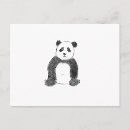 Niedliche Schwarz-Weiß-Panda-Skizze Postkarte (Vorderseite)