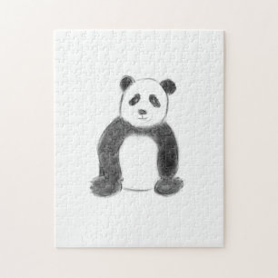 Niedliche Schwarz-Weiß-Panda-Skizze Puzzle