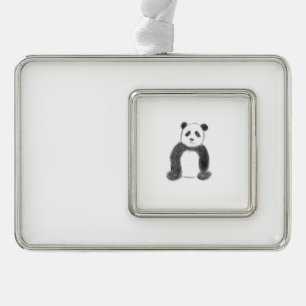 Niedliche Schwarz-Weiß-Panda-Skizze Rahmen-Ornament Silber