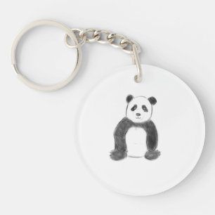 Niedliche Schwarz-Weiß-Panda-Skizze Schlüsselanhänger