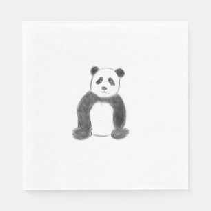 Niedliche Schwarz-Weiß-Panda-Skizze Serviette