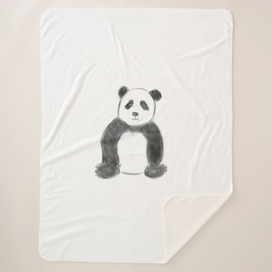 Niedliche Schwarz-Weiß-Panda-Skizze Sherpadecke (Vorderseite)