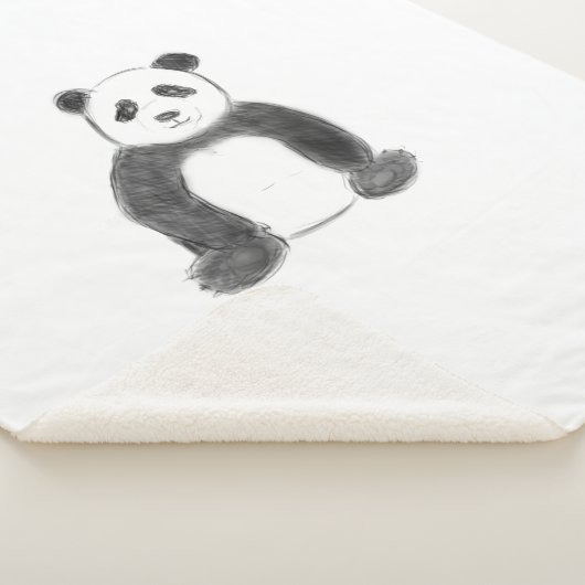 Niedliche Schwarz-Weiß-Panda-Skizze Sherpadecke (3/4)