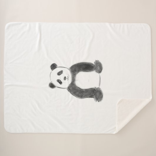 Niedliche Schwarz-Weiß-Panda-Skizze Sherpadecke (Vorderseite (Horizontal))