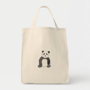 Niedliche Schwarz-Weiß-Panda-Skizze Tragetasche