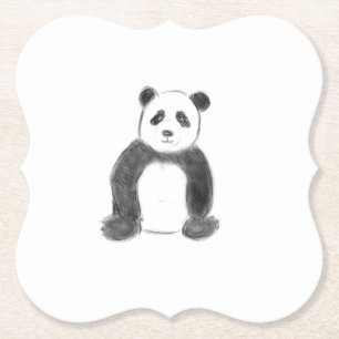 Niedliche Schwarz-Weiß-Panda-Skizze Untersetzer