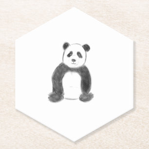 Niedliche Schwarz-Weiß-Panda-Skizze Untersetzer