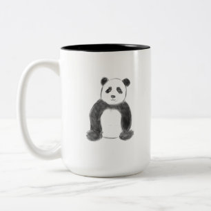 Niedliche Schwarz-Weiß-Panda-Skizze Zweifarbige Tasse