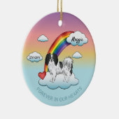 Niedliche Schwarz-Weiß-Phalène-Hunde-Rainbow-Geden Keramik Ornament (Rechts)
