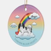 Niedliche Schwarz-Weiß-Phalène-Hunde-Rainbow-Geden Keramik Ornament (Links)