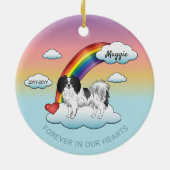 Niedliche Schwarz-Weiß-Phalène-Hunde-Rainbow-Geden Keramik Ornament (Hinten)