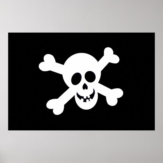 Niedliche Schwarz-Weiß-Piratenflagge Poster (Vorne)