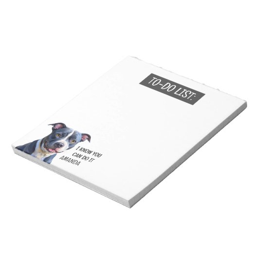 Niedliche Schwarz-Weiß-Pit-Bulle zu erledigen Notizblock (Rotiert)