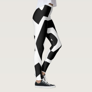 Niedliche Schwarz-Weiß-Streifen Modernes Training Leggings