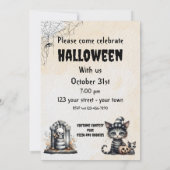 Niedliche Schwarz-Weiß-Strickkatzen Einladung (Rückseite)