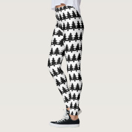 Niedliche Schwarz-Weiß-Weihnachtsbaummode Leggings