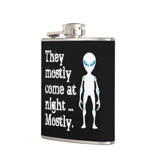 Niedliche Schwarz-weiße Alien Flachmann (Links)