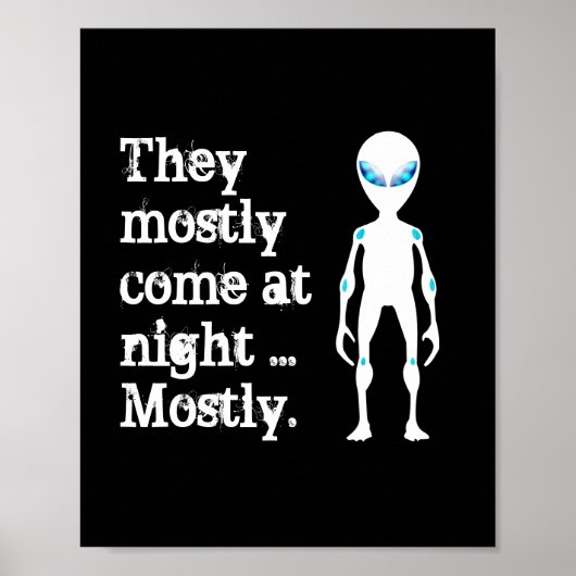 Niedliche Schwarz-weiße Alien Poster (Vorne)