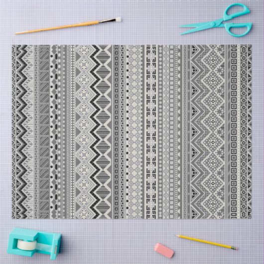 Niedliche Schwarz-weiße Aztec-Muster Seidenpapier (Basteln)