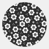 Niedliche Schwarz-weiße Blume Aufkleber (Vorderseite)