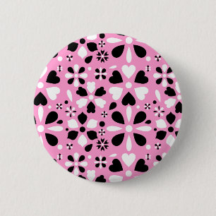 Niedliche Schwarz-weiße Blume Button