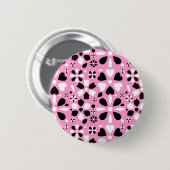 Niedliche Schwarz-weiße Blume Button (Vorne & Hinten)