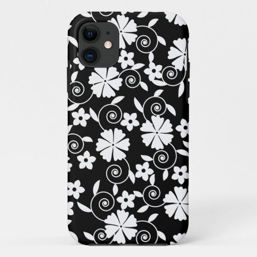 Niedliche Schwarz-weiße Blume Case-Mate iPhone Hülle (Rückseite)