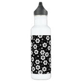 Niedliche Schwarz-weiße Blume Edelstahlflasche (Rechts)