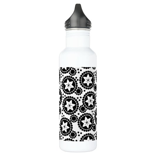 Niedliche Schwarz-weiße Blume Edelstahlflasche (Links)