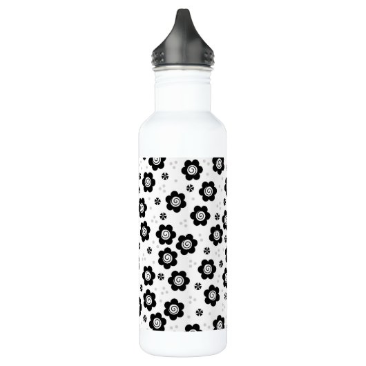 Niedliche Schwarz-weiße Blume Edelstahlflasche (Links)