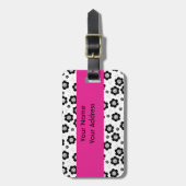 Niedliche Schwarz-weiße Blume Gepäckmarke Gepäckanhänger (Vorderseite vertikal)