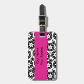 Niedliche Schwarz-weiße Blume Gepäckmarke Gepäckanhänger (Vorderseite vertikal)
