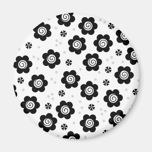 Niedliche Schwarz-weiße Blume iPhone-Magnet Magnet (Vorne)