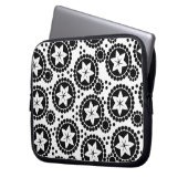 Niedliche Schwarz-weiße Blume Notebook-Sieb Laptopschutzhülle (Vorderseite Links)