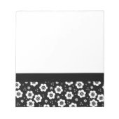 Niedliche Schwarz-weiße Blume Notizblock (Vorderseite)