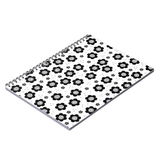 Niedliche Schwarz-weiße Blume Notizblock (Linke Seite)