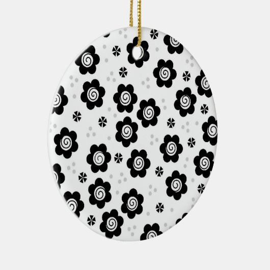 Niedliche Schwarz-weiße Blume Ornament (Rechts)