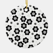 Niedliche Schwarz-weiße Blume Ornament (Vorne)