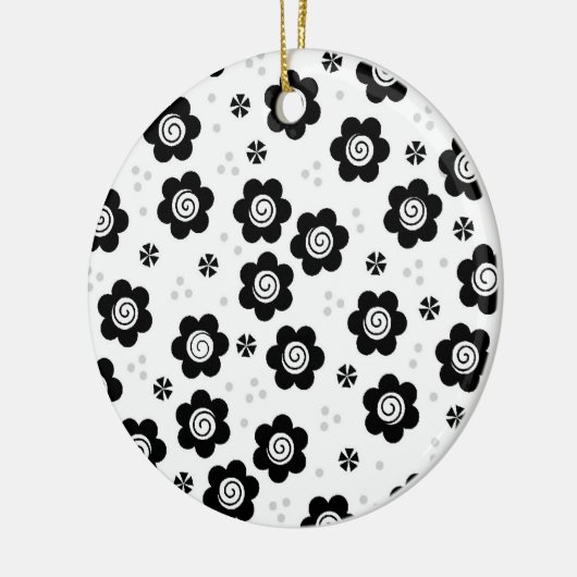 Niedliche Schwarz-weiße Blume Ornament (Links)