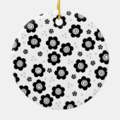 Niedliche Schwarz-weiße Blume Ornament (Hinten)
