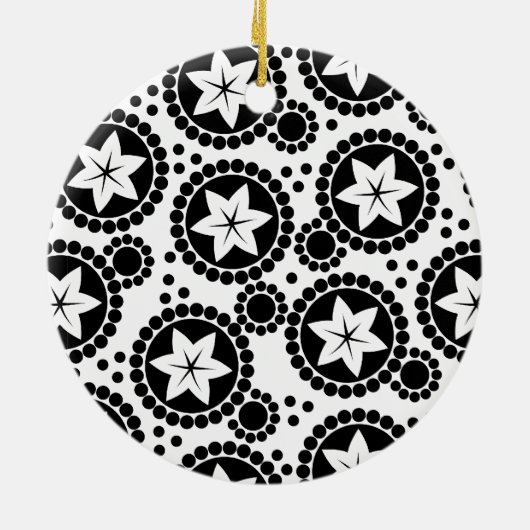 Niedliche Schwarz-weiße Blume Ornament (Hinten)