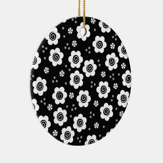 Niedliche Schwarz-weiße Blume Ornament (Rechts)