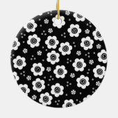 Niedliche Schwarz-weiße Blume Ornament (Hinten)
