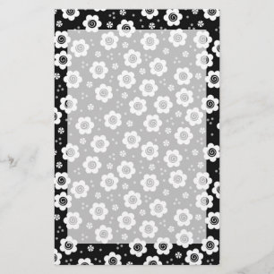 Niedliche Schwarz-weiße Blume Papier