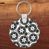 Niedliche Schwarz-weiße Blume Schlüsselanhänger (Vorderseite)