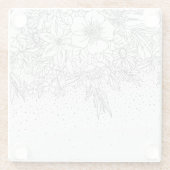 Niedliche Schwarz-weiße Blumendoodles und Konfetti Glasuntersetzer (Rückseite)